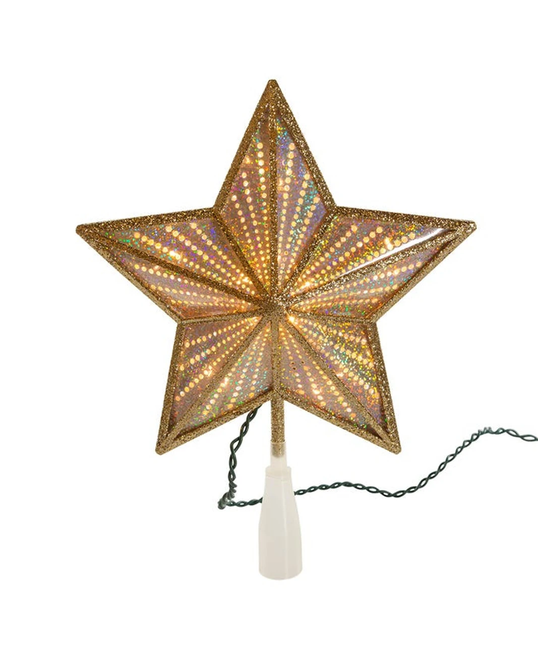 Kurt Adler Gold Glitter And Iridescent Lighted Star Treetop 5 Kurt Adler Gold Glitter And Iridescent Lighted Star Treetop - Image 5